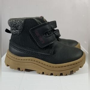 Carter's- toddler chunky leather black Velcro boots- size 5